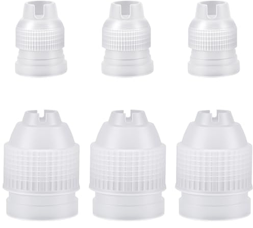 6 x kopplingar för spritspåsar – kopplare i två storlekar för glasyrmunstycken, tårtdekorationsspetsar