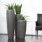 Moderne & Hochwertige Pflanzvase/Pflanzkübel – Klein: 75cm - Steinoptik Grau - Fiberglas - Mit Einsatz – Indoor & Outdoor – Wetterbeständig & Frostsicher