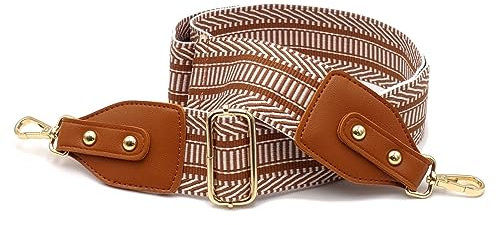 BENAVA Verstellbarer Schulterriemen für Taschen 75-135 cm | Taschengurt Braun Breit 50mm | Farbe Karabiner Gold | Taschengurte zum Wechseln | Schultergurt für Taschen