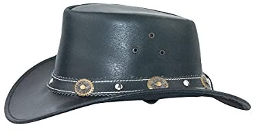 Black Jungle Reedley Lederhut - Klassischer Westernhut, Cowboyhut, Schwarz, L