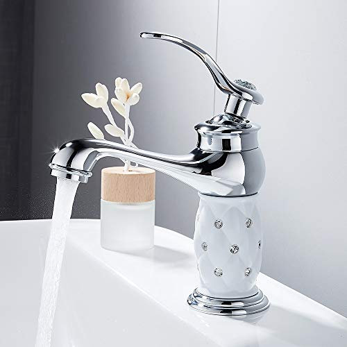 Mezclador lavabo baño bajo monomando elegante diamante grifo baño lavabo con agua caliente y fría