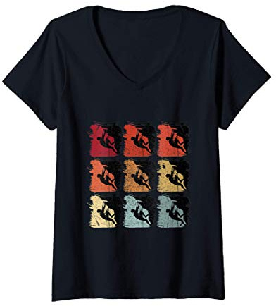 Femme 80s Vintage Matériel D'escalade Escalade Vintage Équipement T-Shirt avec Col en V