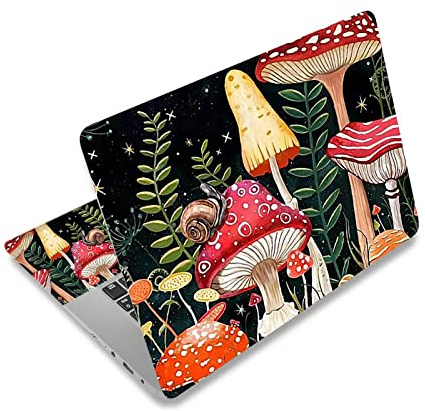 Laptop Skin Sticker Decal,12 13 13.3 14 15 15.4 15.6 inch Laptop Skin Sticker Cover Art Protector Notebook (2 Wrist Pad Skins Included), Decorative Removable, Positive Mushroom