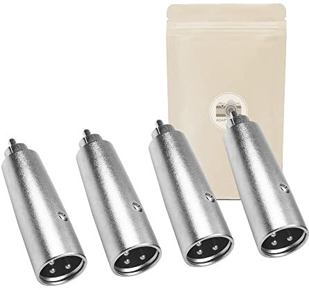 4x Adattatore da spina XLR stereo maschio 3 pin a spina RCA mono maschio - 100% in metallo - Connettore audio con blocco - Adaptout marca francese