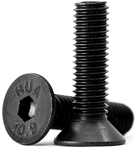 (30 unidades) tornillos de cabeza avellanada M8 x 16 mm con hexágono interior, 10,9 grados, acero al carbono, rosca completa, color negro