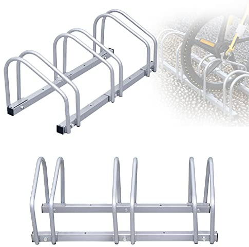 Yakimz Support de vélo au Sol, Support Multiple pour 3 vélos chacun, Support de Parking, Acier galvanisé, pour Montage au Sol et au Mur, HBT 26 x 70,5 x 32 cm