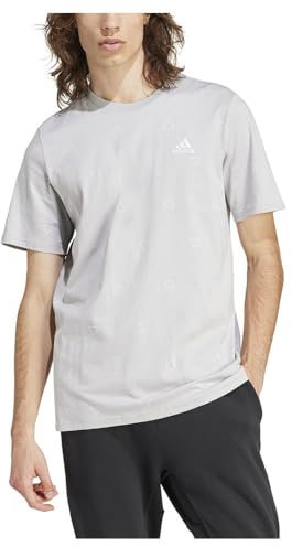 adidas Herren Seasonal Essentials Monogram Graphic Tee T-Shirt, Grey Two, L
