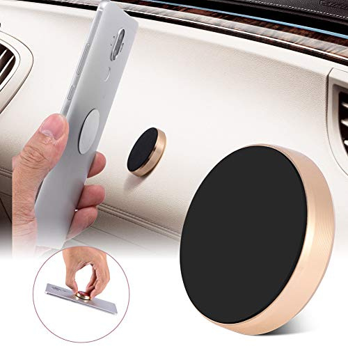 Support de Montage Magnétique à Fonction à Une Main, Support Magnétique pour Automobile, pour Styles de Téléphones Portables et de Tablettes (Or Rond)
