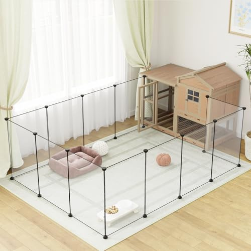 LURIVA Large Transparent Pet Playpen, 28 H x 20 W, Dog Playpen, Small Animal Playpen, Puppy Playpen, Rabbit Playpen, Dog Pen, Dog Fence, for Kittens, Ferrets, Guinea Pigs, Indoor Use, 12 Panels