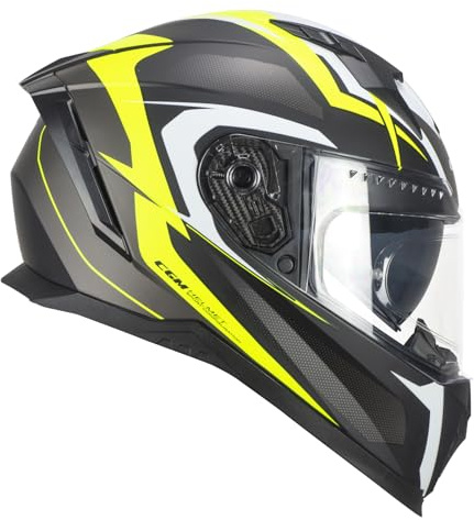 CGM Casque intégral, 311G Blast Sport Noir Jaune Fluo Mat, XS (53-54cm)