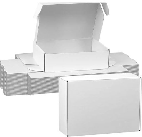 APACALI Confezione da 50 scatole di cartone ondulato bianche, 150 x 100 x 40 mm, scatole di cartone ondulato per affari, imballaggio, spedizione, conservazione, spedizione