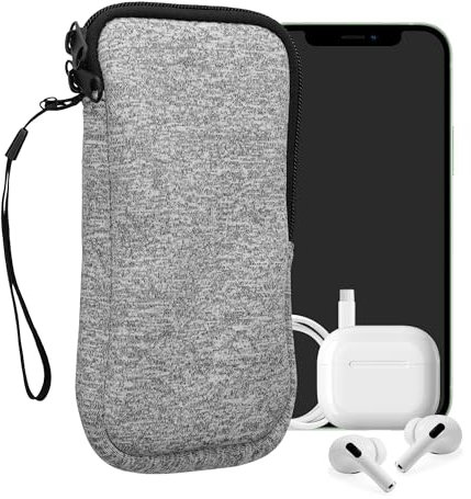 kwmobile Handytasche für Smartphones XL - 6,7/6,8 - Neopren Handy Hülle Hellgrau Weiß - Handy Tasche 17,2 x 8,4 cm Innenmaße