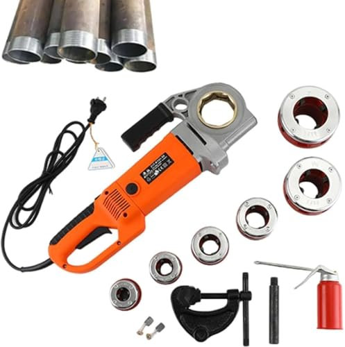 Filettatrice elettrica for tubi da 2300 W, kit di azionamento elettrico portatile for impieghi gravosi, macchina for filettare tubi con motore in rame, filettatrice portatile for tubi con 6 filiere da