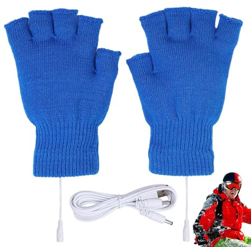 Gants d'hiver sans Doigts chauffés | Gants Chauds électriques Mitaines chauffantes USB sans Doigts,Gants Chauffants Portables Rechargeables d'hiver, Chauffe-Mains élastique pour Le Ski, l'équitation,