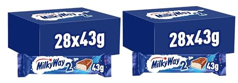 Milky Way Schokoriegel | Milchcreme | 56 Doppelriegel in einer Box (28 x 43 g)