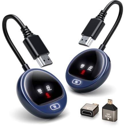 Wireless HDMI, WELUSOPU HDMI Kabelloser Sender und Empfänger 4K mit LED-Bildschirm, 2.4/5G Funk Verbindung, Funkübertragung für Streaming Audio Video von Laptop, PC, Box zu HDTV, Beamer, Monitor - 50M