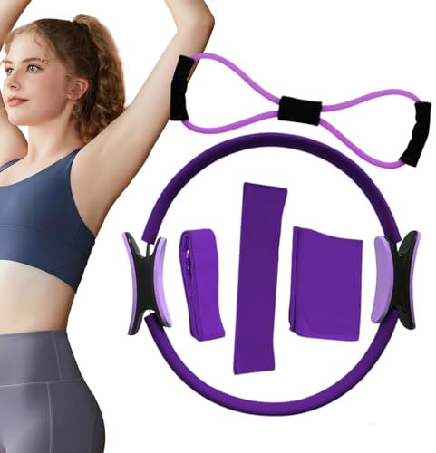 Pilates-Ausrüstungsset – Fitnessringe und Widerstandsbänder | Pilates-Ringe und Yoga-Stretching-Ausrüstung für Heimtraining, Bein- und Armübungen mit Po-Bändern, zur Gewichtsreduktion und Stärkung des