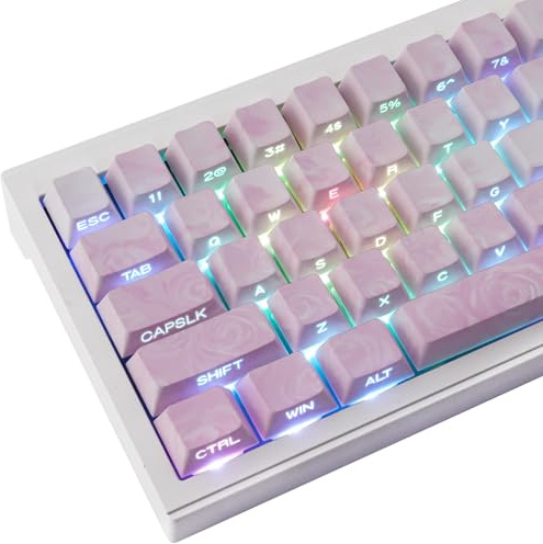 TYRIXKI PBT Keycaps - Side Printed Rose Coast Pink Keycap Set