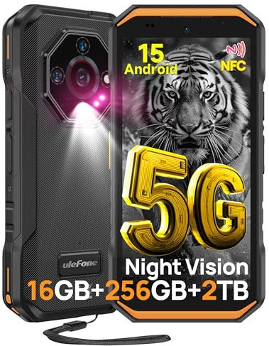Ulefone Armor X32 Pro 5G Rugged Smartphone, 16GB+256GB/2TB, 64MP+25MP Night Vision, Android 15, 5.65 NFC 3-Card Slot Outdoor Smart Phone, Waterproof IP68 SIM Free Mobile Phones, Orange