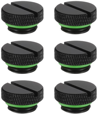 QUARKZMAN 6pcs Tapón de Rosca G1/4 para Enfriamiento Líquido de PC, Tapón de Cobre de Conexión de Refrigeración por Agua Accesorio para Sistema de Computadora Tubería, Verde Oscuro