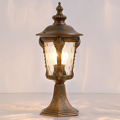 TRIVIDHA Farola Vintage para Exteriores, Columna De Luz, Lámpara De Pilar, IP54, Impermeable, para Cercas, con Tapa De Cristal, E26, Impermeable, para Terraza, Jardín, Porche, Patio, Exterior.