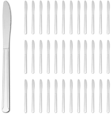 KOOMADE 36PCS Dinner Knife Set- Dominion 8.7 Inch Dinner & Butter Knives, Food Grade Stainless Steel Table Knife Set for Home Kitchen Party Wedding Camping Restaurant, Mirror Polished & Dishwasher Safe