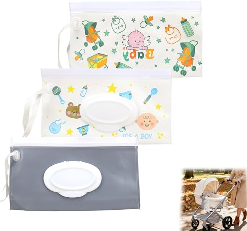 Caja para Toallitas Húmedas, 3 Piezas con Tapa Sello, Dispensador Portátil para Toallitas, Caja Compacta para Servilletas Húmedas, Ideal para Viaje y Uso Diario