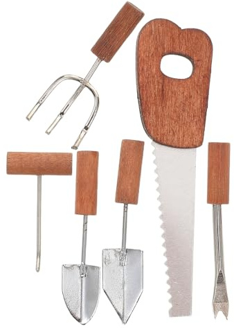 CHILDWEET 12 Scale, Mini Gardening Hand Tools Including Shovel and Sickle, Outdoor Scene Props for Dollhouse Landscape Decoration
