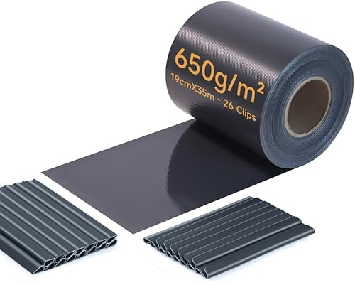 iFence Strisce frangivista in PVC, 35 m x 19 cm, 630 g/m², antracite, 30 clip