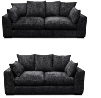 Cheswick 3 + 2 Seater Fabric Sofa Set, Black (3+2)
