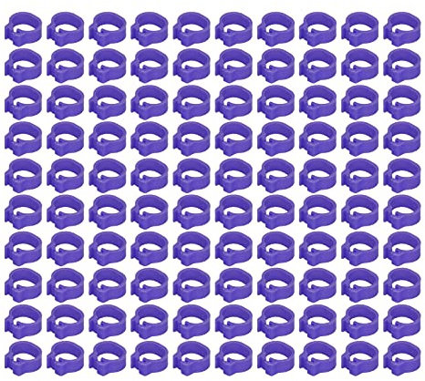 Yechiry Fournitures pour Pigeons, 100 Pièces, Anneaux D'identification en Plastique Léger, Faciles à Utiliser pour le Soin des Pigeons, 8mm (PURPLE)