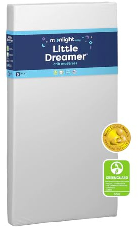 Moonlight Slumber Little Dreamer Crib Mattress – Dual-Sided Baby and Toddler Mattress, Firm Infant Support, Waterproof and Hypoallergenic, 5 Foam, Standard Size, Made in USA