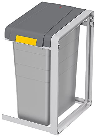 Hailo ProfiLine Öko XL - Mülltrennsystem Erweiterungseinheit 38 L - Robustes Gestell und weit öffnender Deckel aus Kunststoff - beliebig erweiterbar - herausnehmbarer Inneneimer aus Kunststoff - grau