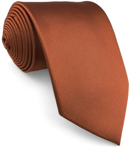 shlax&wing Boda Hombre Seda Corbatas Para Naranja Color Sólido Extra largo flaca