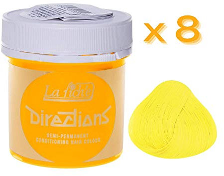 8 X La Riche Directions Semi-Permanent Hair Color 88ml Tubs - Bright Daffodil