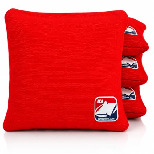 Sacs de cornhole officiels résistants aux intempéries de l'American Cornhole Association 15,2 cm - Double couture - Remplis de résine - Pour jeux de plein air - Rouge