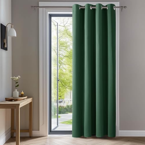 Deconovo Thermal Insulated Blackout Curtain Room Darkening Eyelet Curtain for Bedroom 52x 90 Dark Forest 1 PANEL