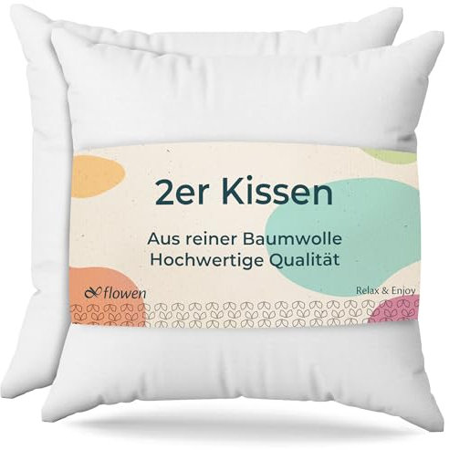 Flowen Kissen 45x45 Kopfkissen 2er Set für Sofa und Bett Innenkissen Hypoallergene Anti-Milben Kissenfüllung mit Weicher Gesteppter Kissenbezug Abnehmbarem und Waschbaren für Haus/Hotel