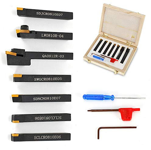Futchoy Lot de 7 burins de tournage en carbure de tungstène de 8 mm - Accessoires pour bancs de tournage et tours