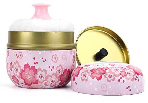 LIONVISON Boîtes de Poudre pour Bébé après le Bain, Étui à Poudre avec Houppette pour Poudre Corporelle et Poudre pour Bébé et Femme (rose)