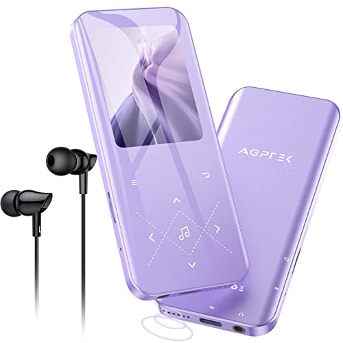 32GB MP3 Player with Bluetooth 5.3, AGPTEK A09X 2.4 Screen Portable Music Player with Speaker Lossless Sound with FM Radio, Voice Recorder, Supports up to 128GB, Purple