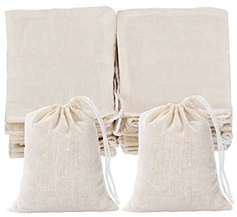 25pcs Petits Sachet Coton Sacs en Lin, 10x15cm Sacs en Tissu avec Cordon de Serrage, Sac Toile de Jute Réutilisable, Petit Sac Cadeau Avec Cordon de Serrage Pochon Tissu Mariage