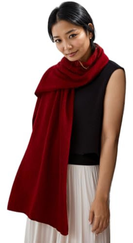 Prettystern Yak-Wolle und Lamm-Wolle luftig Warm Strick-Schal Winter-Schal Kaschmir Stola für Herren Damen Rot