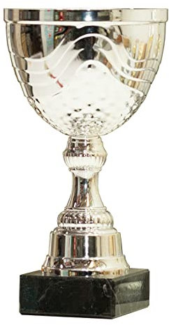 tecnocoppe Coppa con tazza in metallo altezza 25 cm con base in marmo nero. Targhetta personalizzata omaggio Premiazioni moderne economiche sportive Trofeo