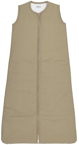 Meyco Baby Woven Uni babysovsäck, sovsäck (100% bomull, hudvänlig, säker passform, lång dragkedja, sommarsovsäck baby, storlek: 70 cm), taupe