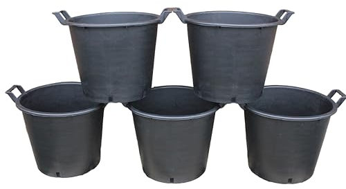 Kingston Tools Heavy Duty 30L Plant Pots (Pack of 5) - Large Size 40cm / 15.7 - Plastic Planters for Outdoor Plants, Vegetables & Flowers – Potato Grow Tub Container with Handles