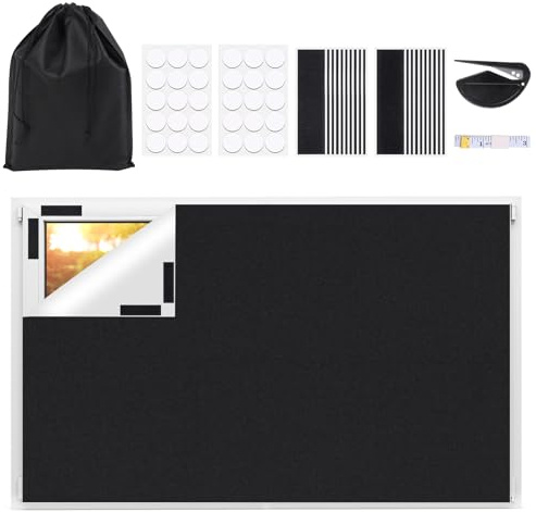 MXTIMWAN Stores Occultants Portables à Coller, Occultant sans Percage 300x150cm, Tissu Occultant Ombrage Isolation Thermique pour Fenetre de Toit, Chambre, Bureau, Voyage