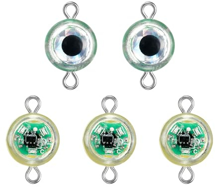 PATIKIL Leurre Lumineux à LED pour la Pêche, 5 Pcs, Forme d'Œil, Lumière de Pêche à LED pour Pêche en Profondeur, Cuillères Lumineuses pour Pêche Sous-Marine, Leurres Clignotants Bleus
