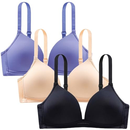 Teens Girls Seamless Bras Everyday Underwear Wire Free Brassiere Push Up Padded Unlined Bralettes for 12-18 Years Girls and Women Lingerie - 3 Pack