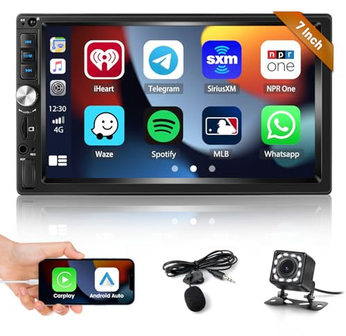 Inefala Stereo Auto 2 DIN Carplay con Schermo 7 Pollici Touchscreen Autoradio Bluetooth con Android Auto CarPlay Mirror Link FM TF USB AUX SWC Mic Retrocamera Telecomando